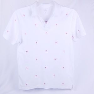 White polo shirt  J. CREW with flamingos slim fit
